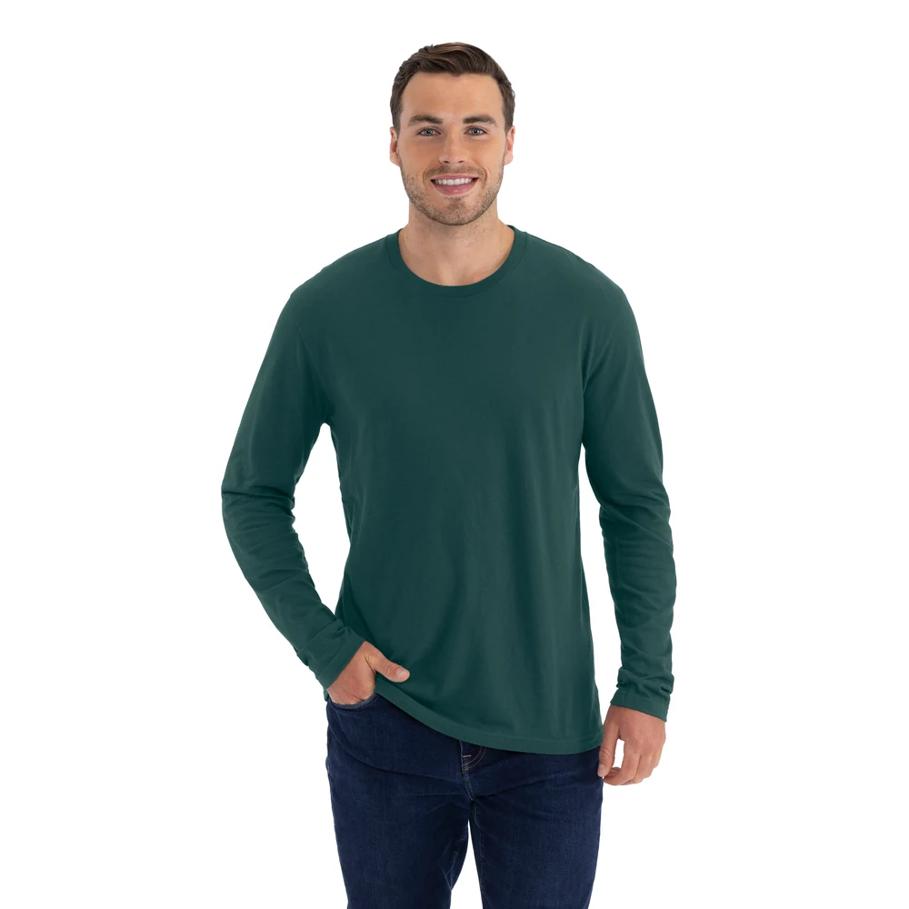 Next Level 3601 Cotton Long Sleeve T-Shirt · Forest Green · model front · Garment reference