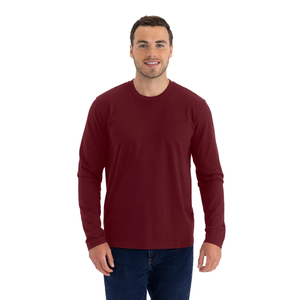 Next Level 3601 Cotton Long Sleeve T-Shirt · Maroon · model front · Garment reference