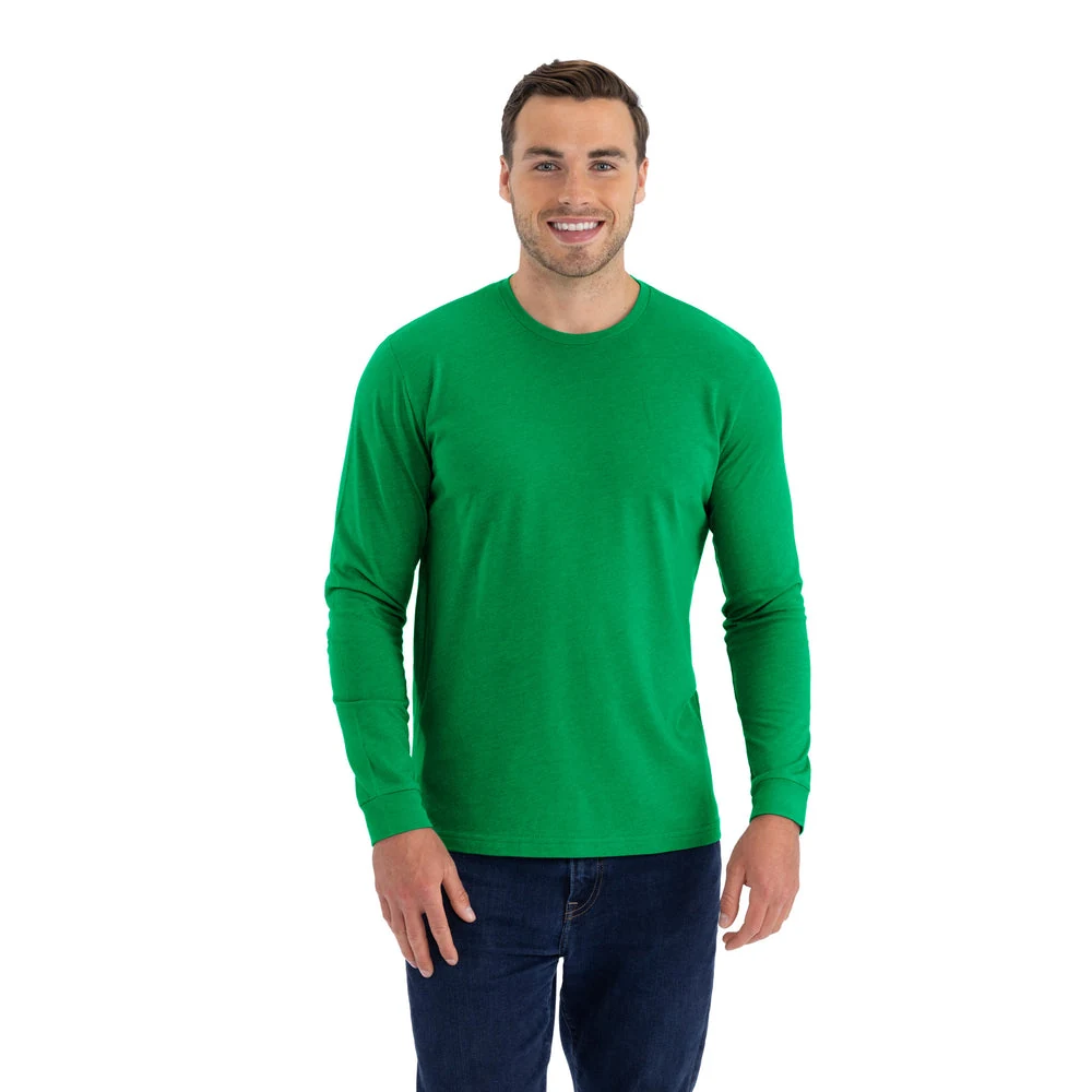 Next Level 6211 CVC Long Sleeve Tee · Kelly Green · model front · Garment reference