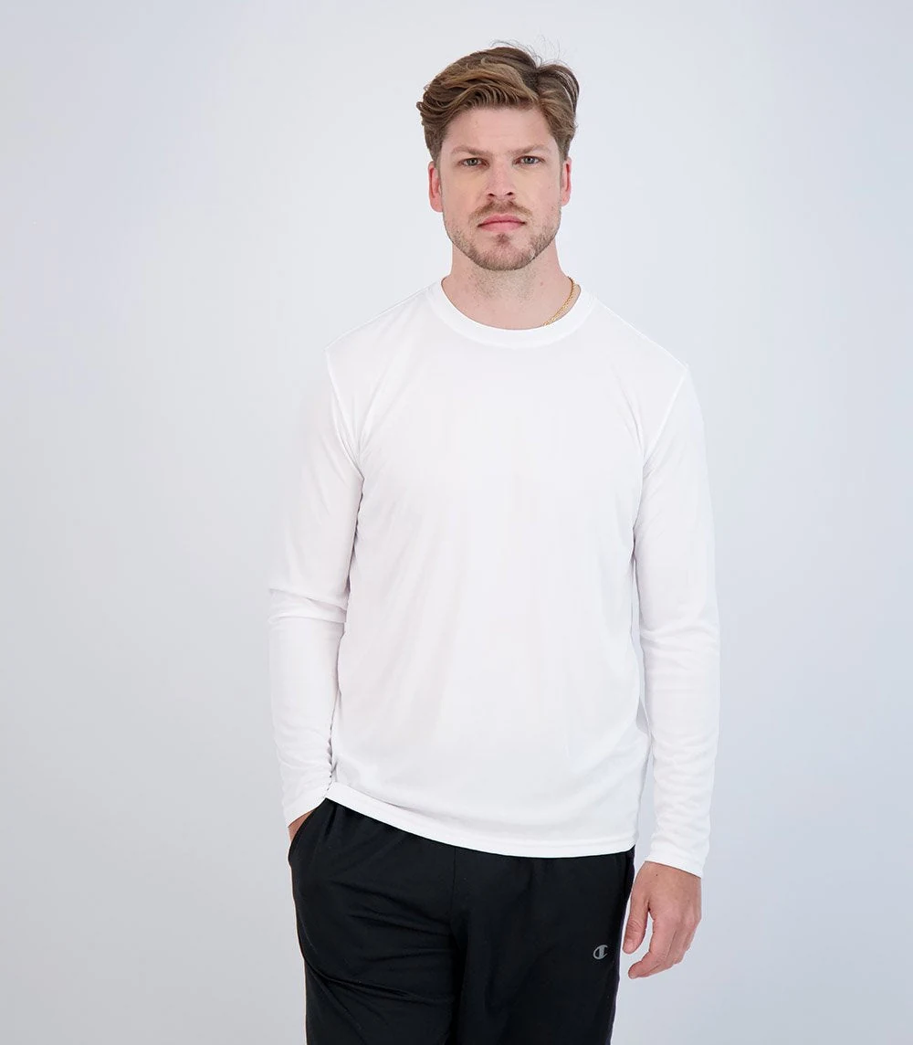 Denali 423197 Men's chillBRO Long Sleeve Sun Protective Shirt · White · front · Garment reference