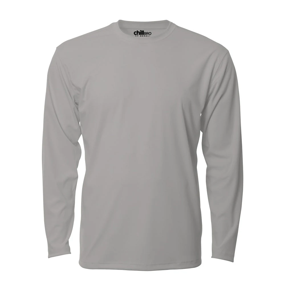 Denali 423197 Men's chillBRO Long Sleeve Sun Protective Shirt · Kingston Grey · front · Garment reference
