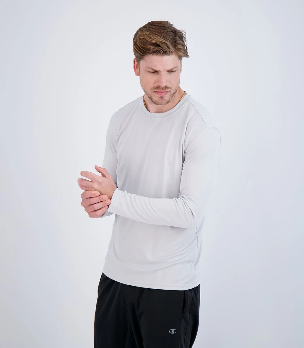 Denali 423197 Men's chillBRO Long Sleeve Sun Protective Shirt · Whisper Grey · front · Garment reference