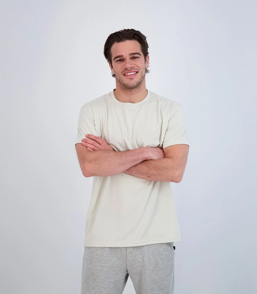 Denali 42325 Men's Teaser Short Sleeve Sun Protective Shirt · Bermuda Tan · front · Garment reference