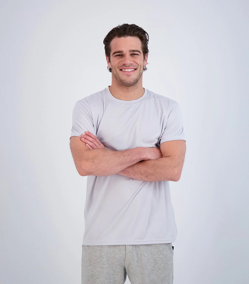 Denali 42325 Men's Teaser Short Sleeve Sun Protective Shirt · Light Grey · front · Garment reference