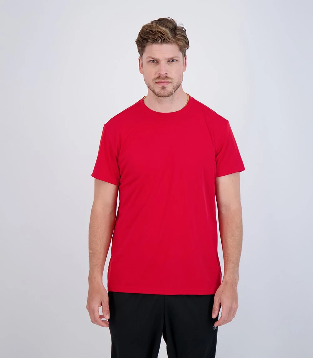 Denali 42325 Men's Teaser Short Sleeve Sun Protective Shirt · Ruby Red · front · Garment reference
