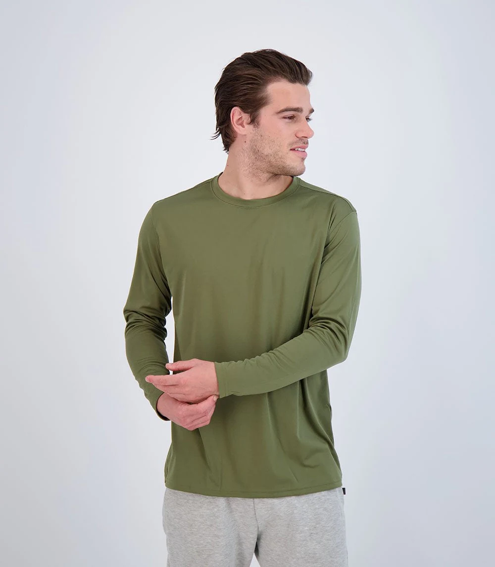 Denali 42327 Men's Teaser Long Sleeve Sun Protective Shirt · Military Green · front · Garment reference