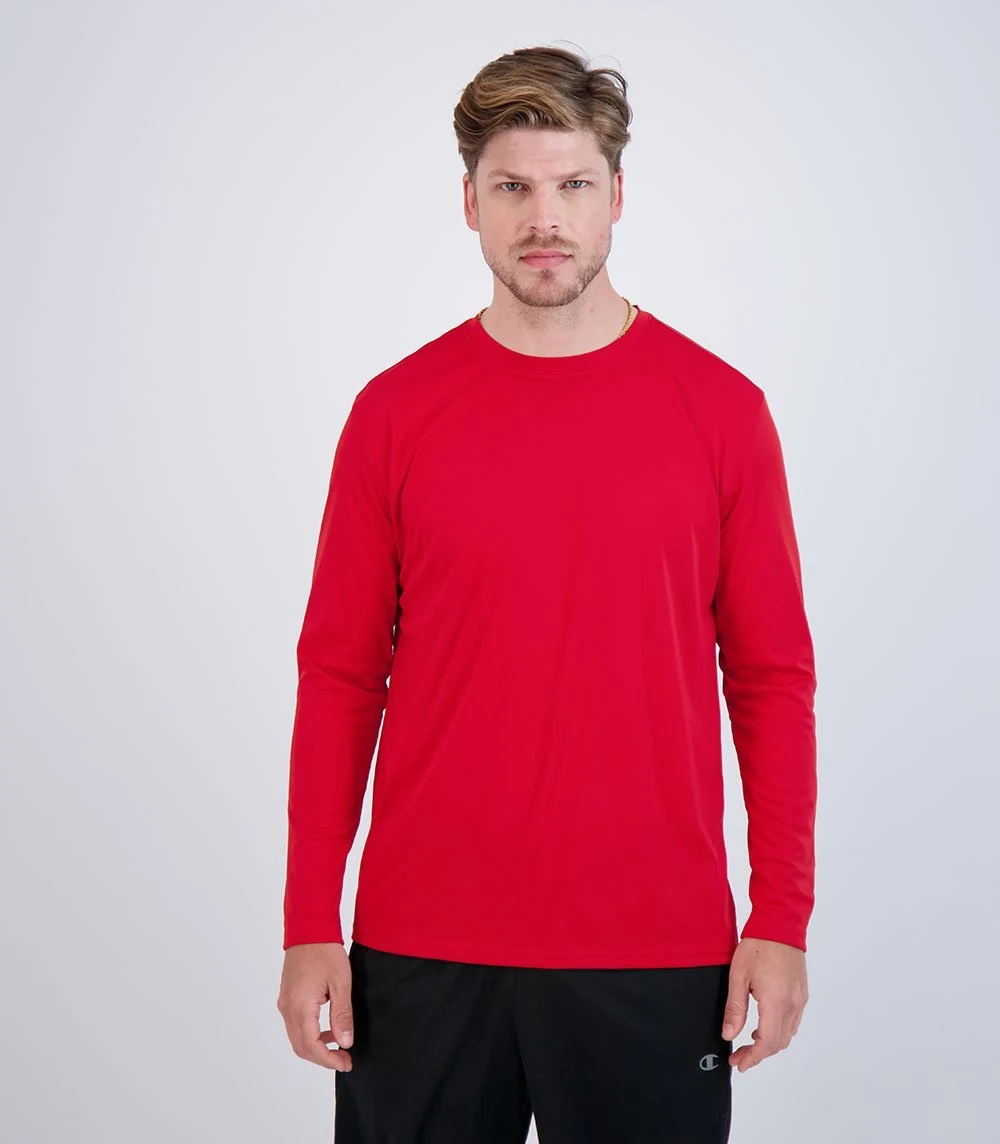 Denali 42327 Men's Teaser Long Sleeve Sun Protective Shirt · Ruby Red · front · Garment reference