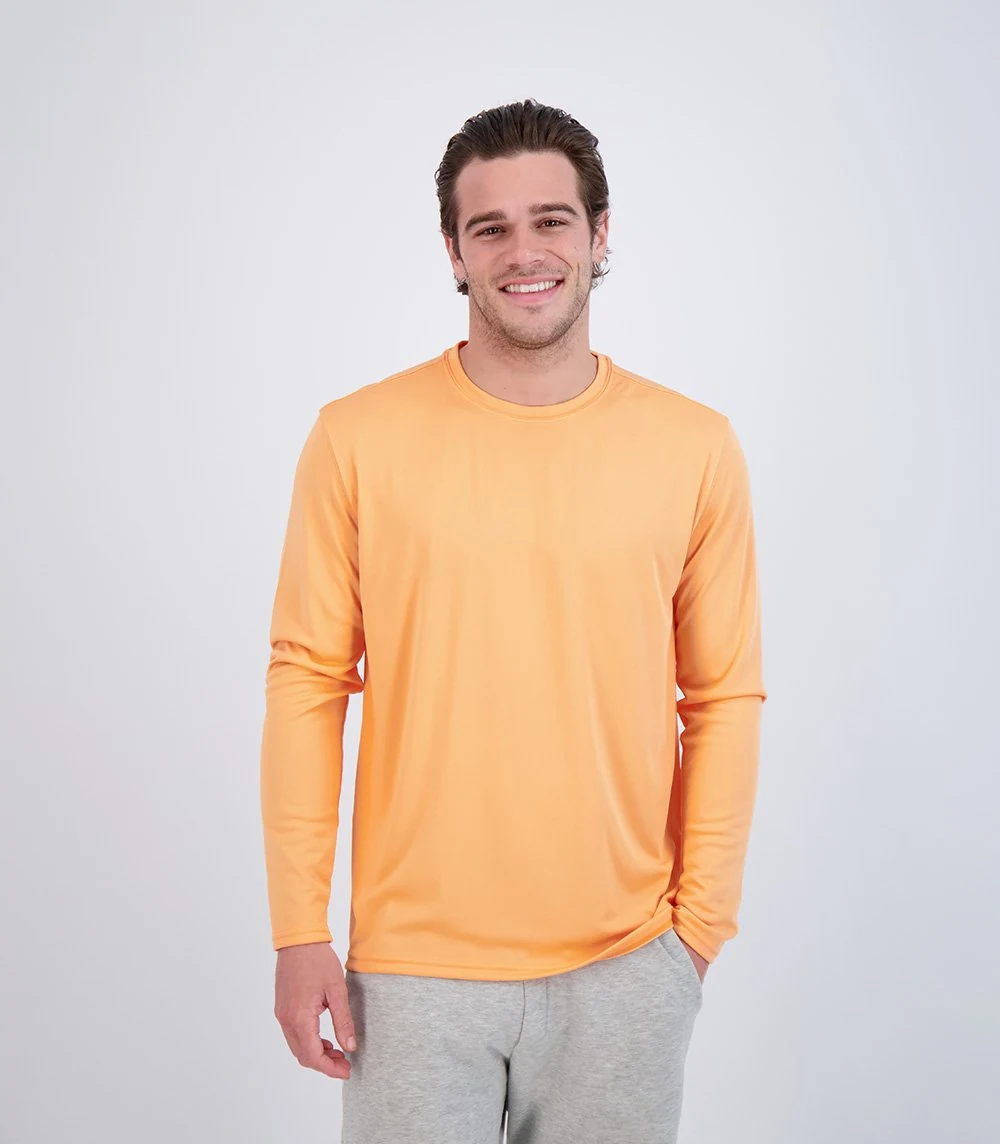 Denali 42327 Men's Teaser Long Sleeve Sun Protective Shirt · Tangelo · front · Garment reference