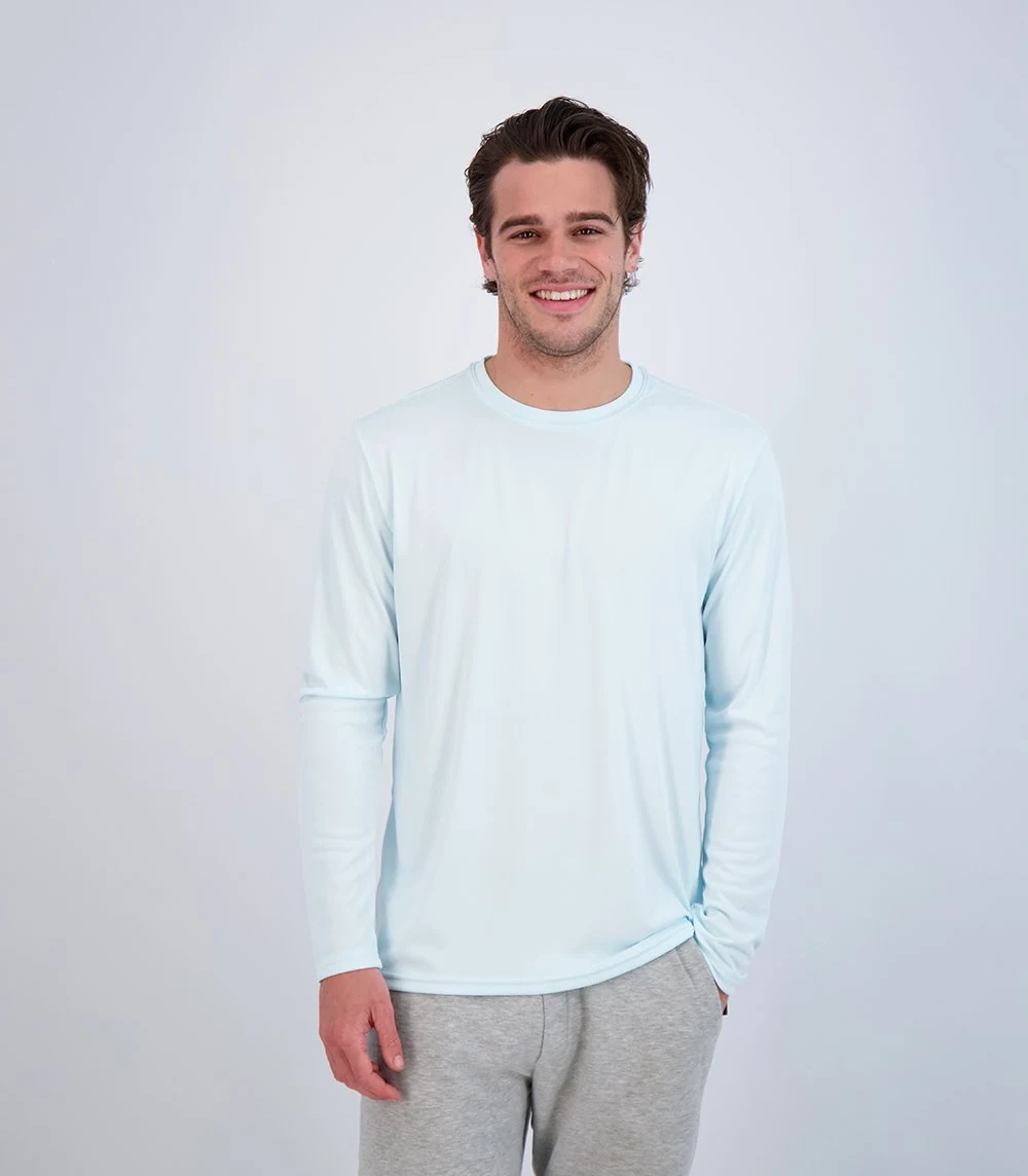 Denali 42327 Men's Teaser Long Sleeve Sun Protective Shirt · Ice Blue · front · Garment reference