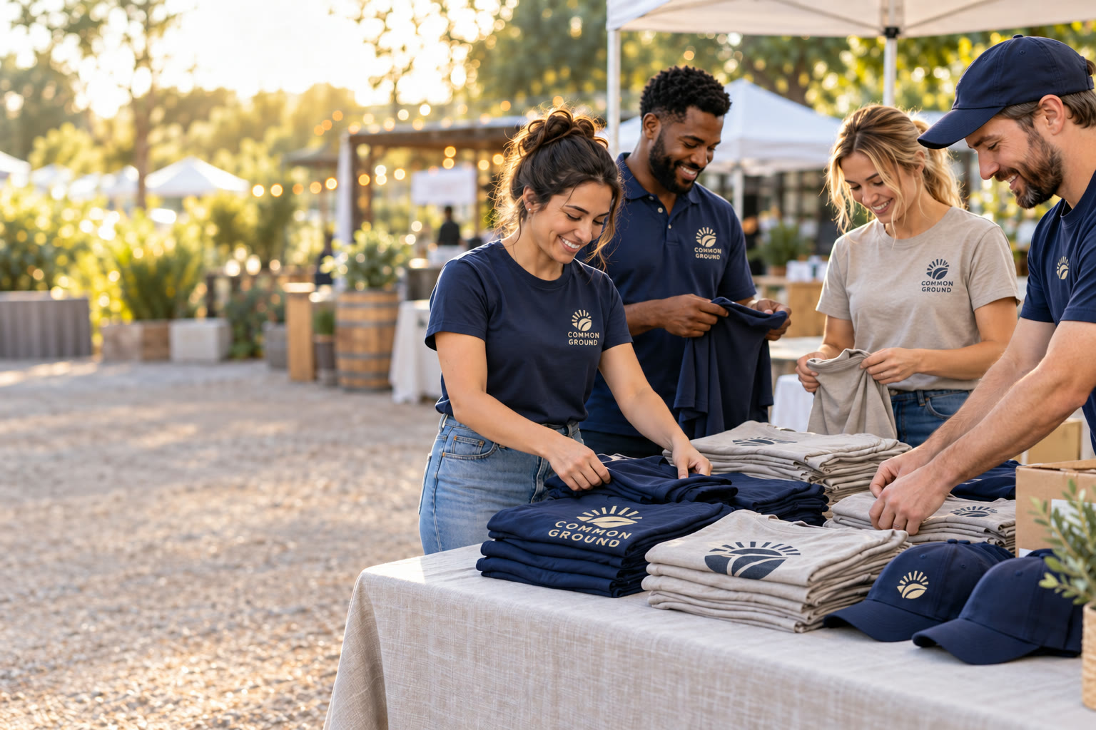 Illustrative lifestyle scene for events apparel