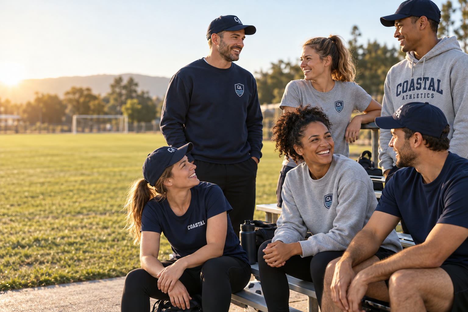 Illustrative lifestyle scene for teams apparel
