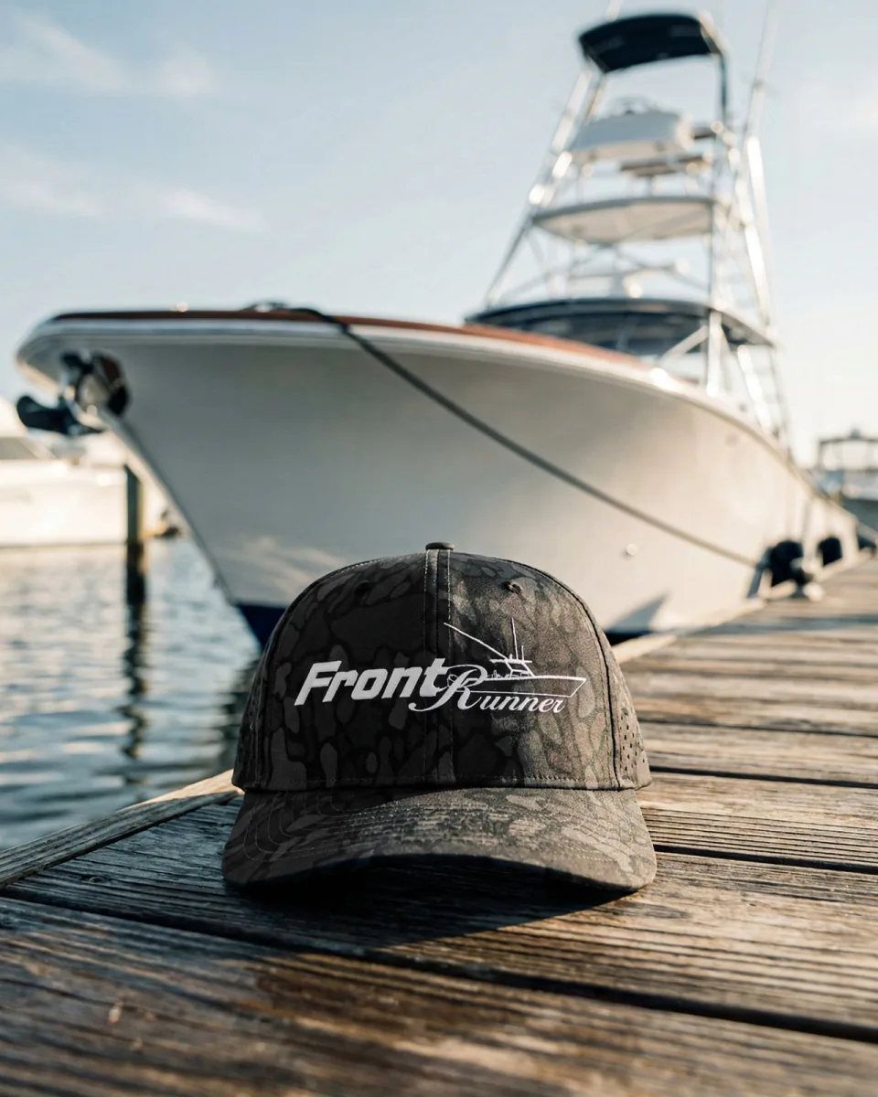 Supplied camo cap at the marina