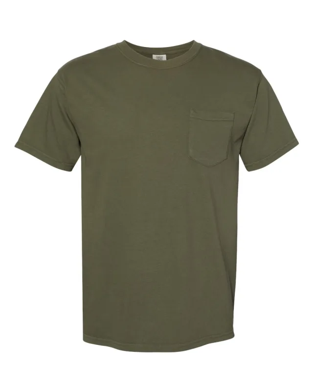 6030 Unisex Garment-Dyed Heavyweight Pocket T-Shirt · Sage · front · Garment reference