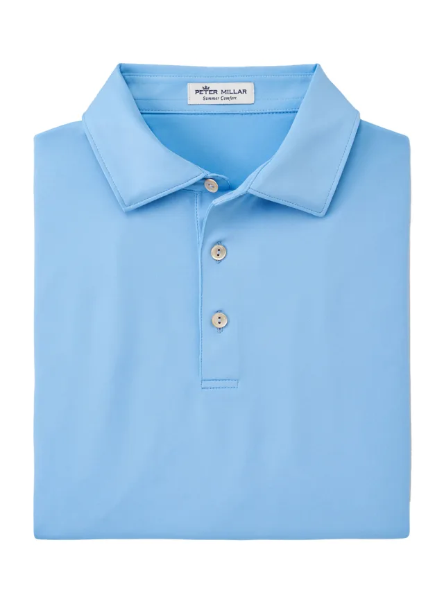 Peter Millar Men's Solid Performance Polo - Self Collar · Cottage Blue · Supplier photo