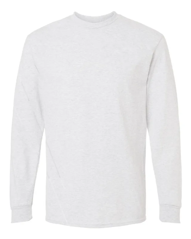 8400 Unisex DryBlend® 50/50 Long Sleeve T-Shirt · Ash · front · Garment reference