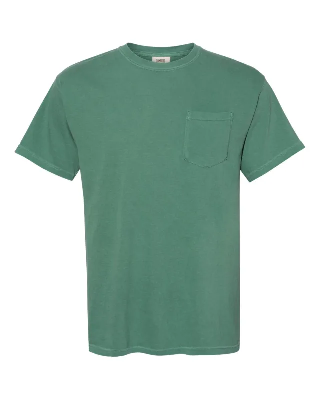 6030 Unisex Garment-Dyed Heavyweight Pocket T-Shirt · Light Green · front · Garment reference