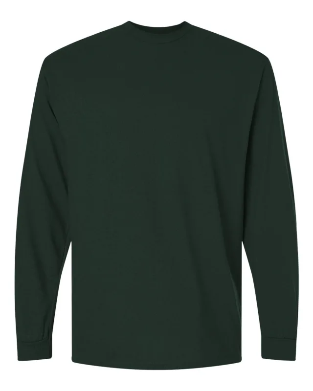 8400 Unisex DryBlend® 50/50 Long Sleeve T-Shirt · Forest Green · front · Garment reference