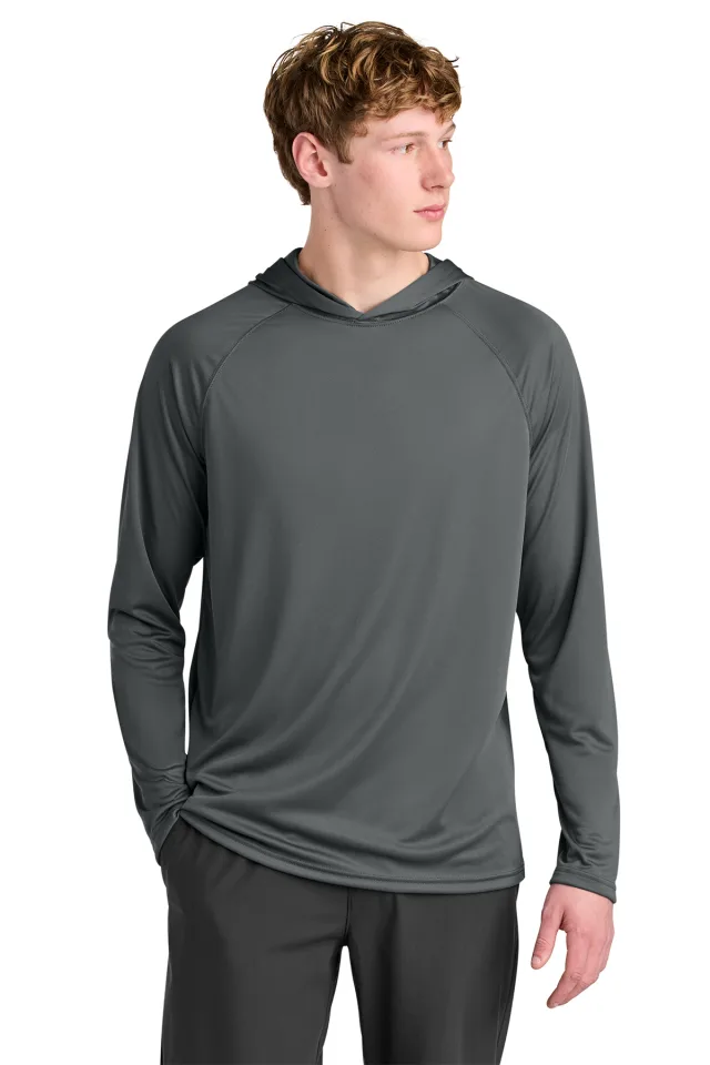 A4 Cooling Performance Long Sleeve Hooded Tee · Graphite · front · Garment reference