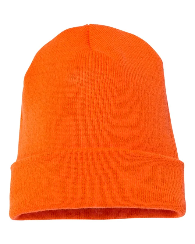 1501KC Cuffed Beanie · Blaze Orange · front · Garment reference