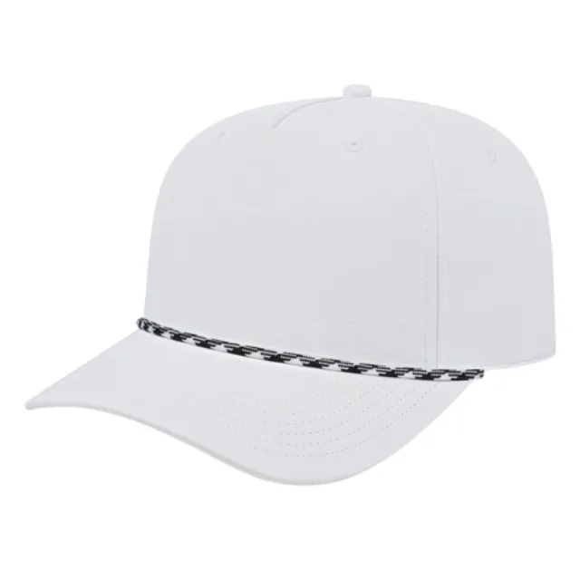 Icon Performance Rope Cap · White with White/Black Rope · front · Garment reference