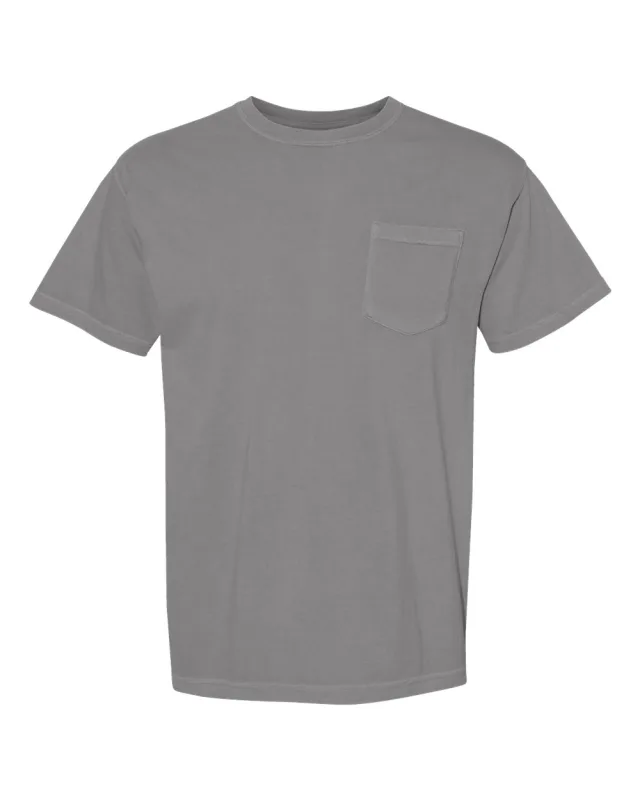 6030 Unisex Garment-Dyed Heavyweight Pocket T-Shirt · Grey · front · Garment reference