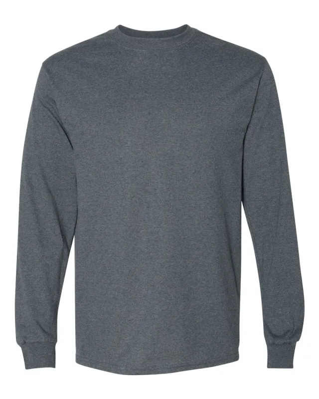 8400 Unisex DryBlend® 50/50 Long Sleeve T-Shirt · Dark Heather · front · Garment reference