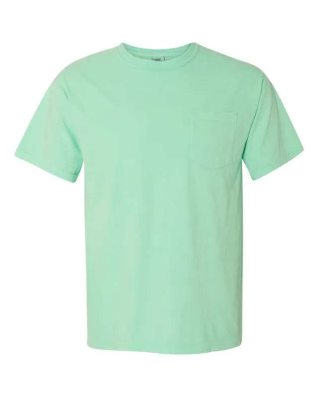 6030 Unisex Garment-Dyed Heavyweight Pocket T-Shirt · Island Reef · front · Garment reference