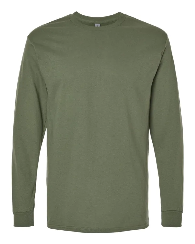 5400 Unisex Heavy Cotton™ Long Sleeve T-Shirt · Military Green · front · Garment reference
