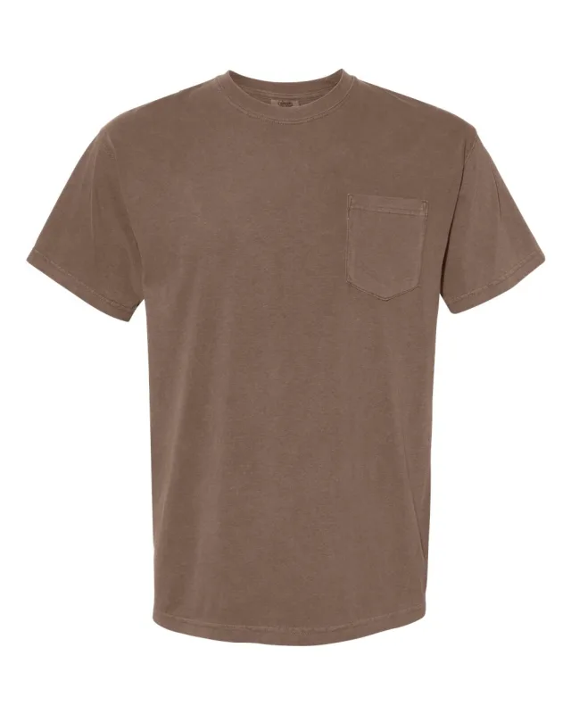 6030 Unisex Garment-Dyed Heavyweight Pocket T-Shirt · Espresso · front · Garment reference