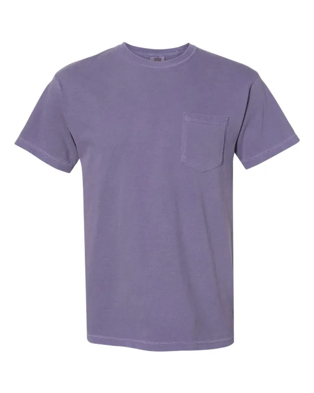 6030 Unisex Garment-Dyed Heavyweight Pocket T-Shirt · Grape · front · Garment reference