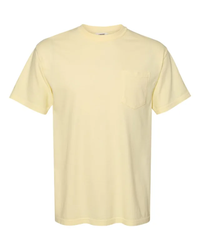 6030 Unisex Garment-Dyed Heavyweight Pocket T-Shirt · Banana · front · Garment reference