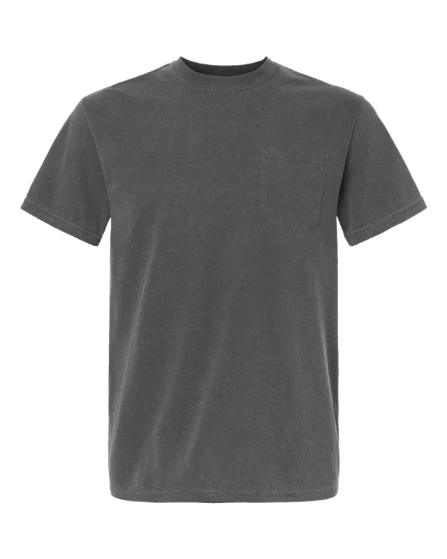 6030 Unisex Garment-Dyed Heavyweight Pocket T-Shirt · Pepper · front · Garment reference