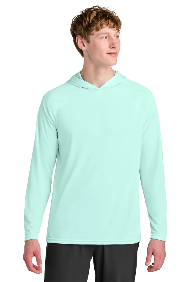 A4 Cooling Performance Long Sleeve Hooded Tee · Pastel Mint · front · Garment reference