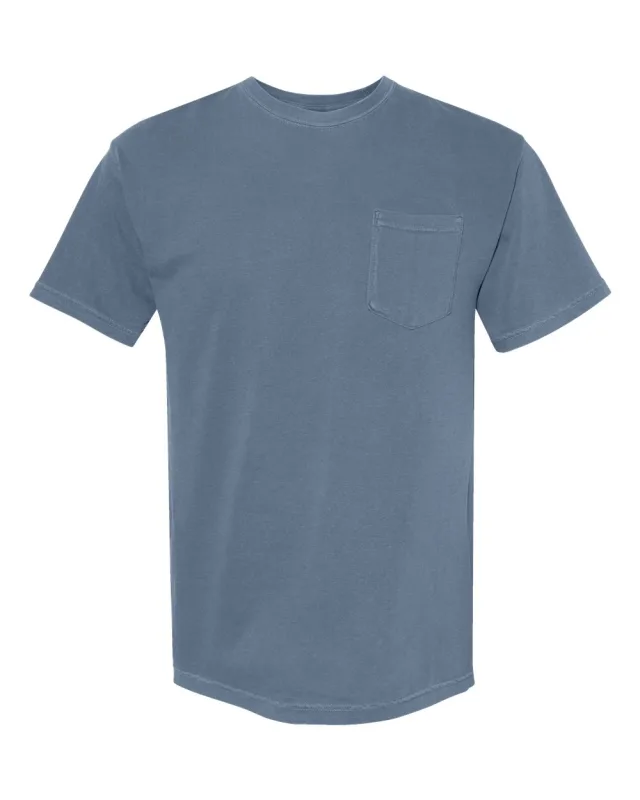 6030 Unisex Garment-Dyed Heavyweight Pocket T-Shirt · Blue Jean · front · Garment reference