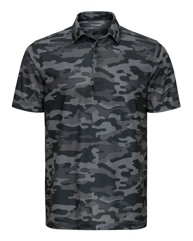 170 Men's Newport Camo Polo · Dark Camo · front · Garment reference