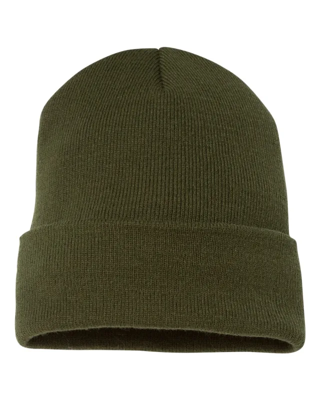 1501KC Cuffed Beanie · Olive · front · Garment reference