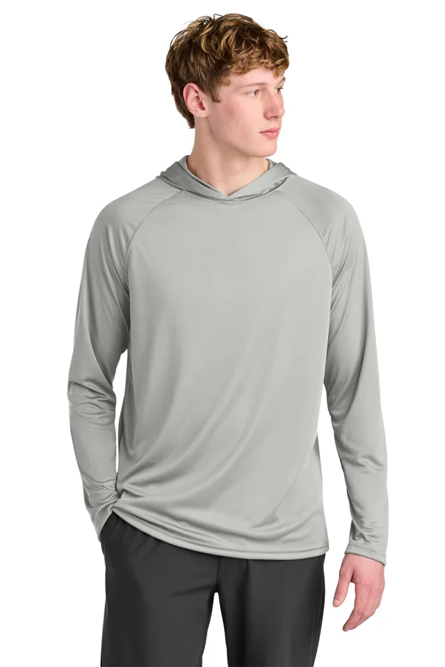 A4 Cooling Performance Long Sleeve Hooded Tee · Silver · front · Garment reference