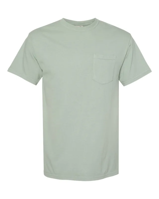 6030 Unisex Garment-Dyed Heavyweight Pocket T-Shirt · Bay · front · Garment reference