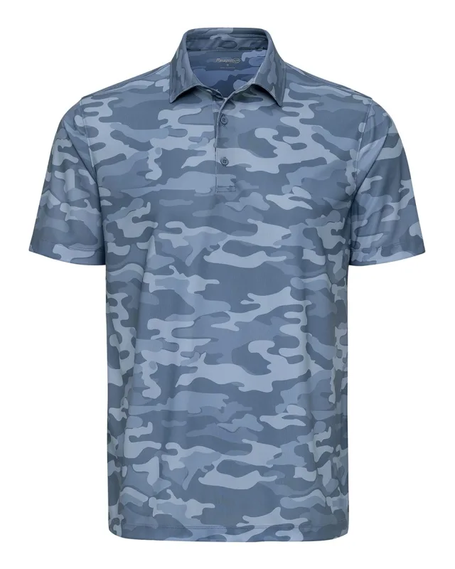 170 Men's Newport Camo Polo · Blue Camo · front · Garment reference
