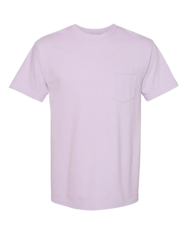 6030 Unisex Garment-Dyed Heavyweight Pocket T-Shirt · Orchid · front · Garment reference