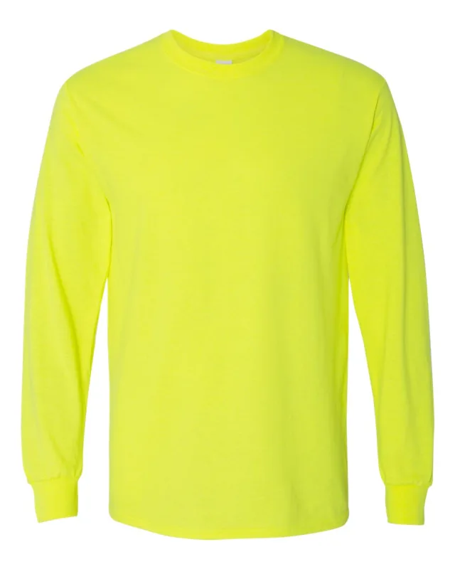 5400 Unisex Heavy Cotton™ Long Sleeve T-Shirt · Safety Green · front · Garment reference