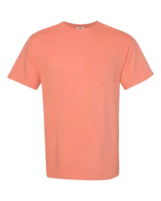 6030 Unisex Garment-Dyed Heavyweight Pocket T-Shirt · Terracotta · front · Garment reference