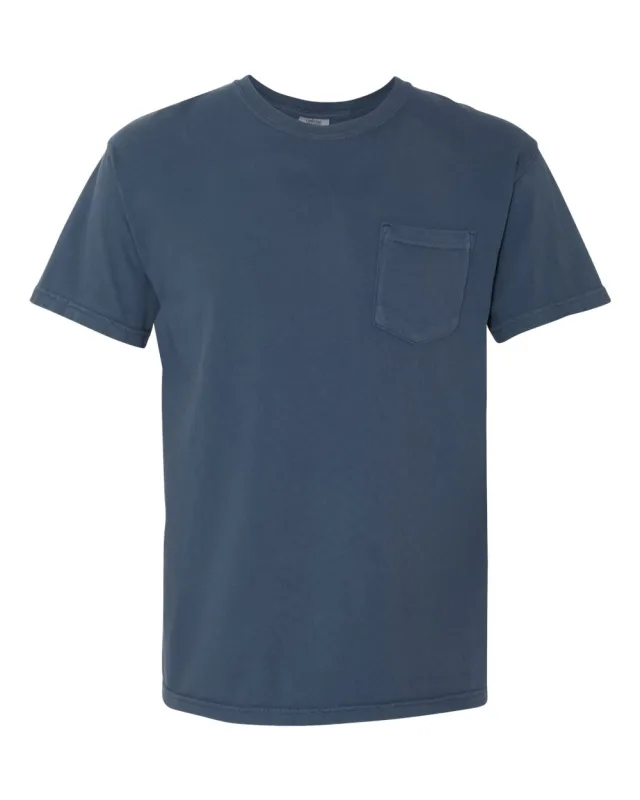 6030 Unisex Garment-Dyed Heavyweight Pocket T-Shirt · Midnight · front · Garment reference