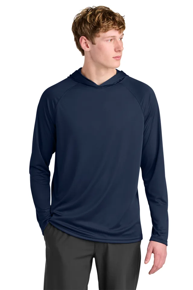 A4 Cooling Performance Long Sleeve Hooded Tee · Navy · front · Garment reference