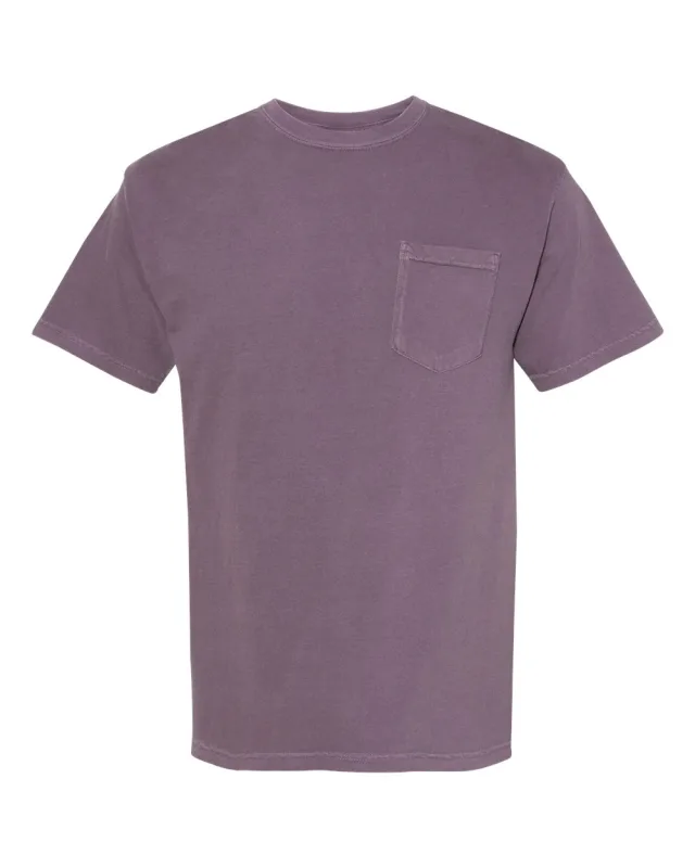6030 Unisex Garment-Dyed Heavyweight Pocket T-Shirt · Wine · front · Garment reference