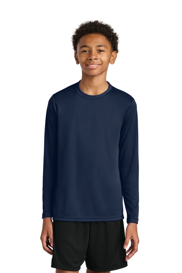 A4 Youth Cooling Performance Long Sleeve Tee · Navy · front · Garment reference