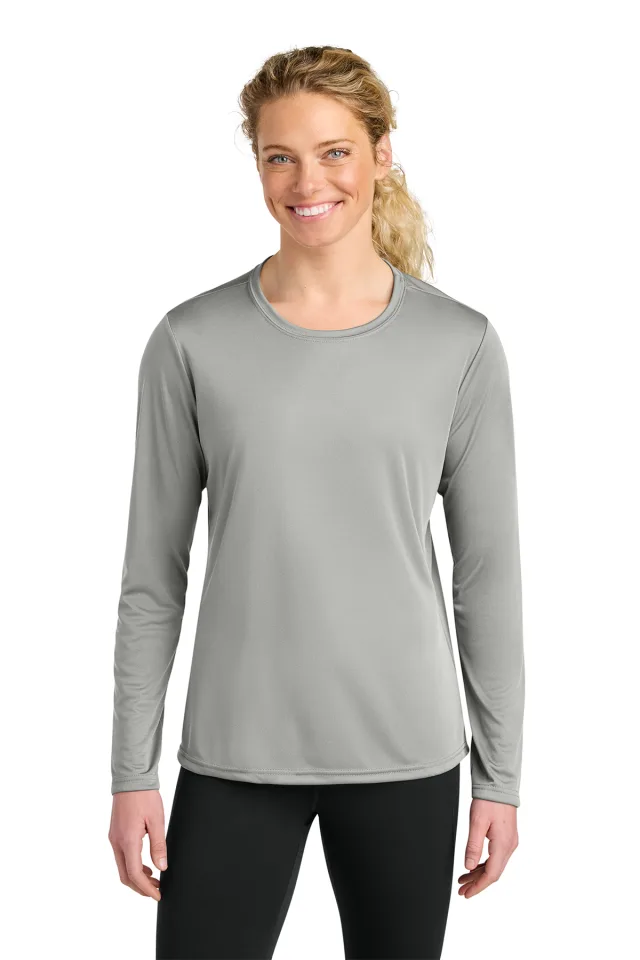 A4 Women’s Cooling Performance Long Sleeve Tee · Silver · front · Garment reference