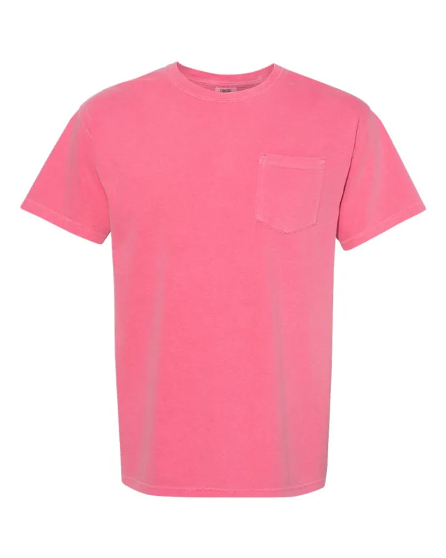 6030 Unisex Garment-Dyed Heavyweight Pocket T-Shirt · Crunchberry · front · Garment reference