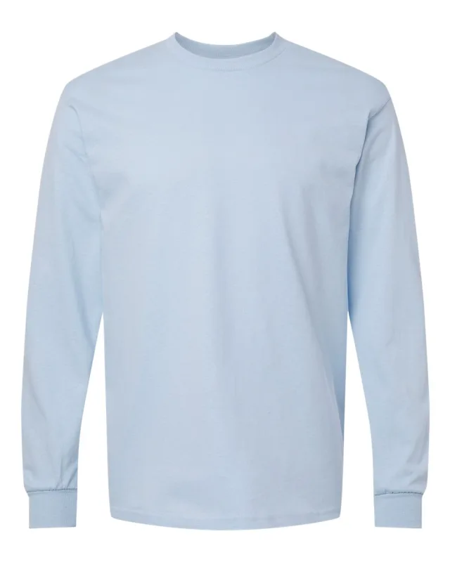 5400 Unisex Heavy Cotton™ Long Sleeve T-Shirt · Light Blue · front · Garment reference