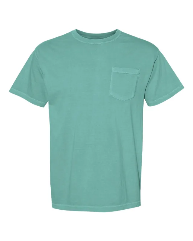 6030 Unisex Garment-Dyed Heavyweight Pocket T-Shirt · Seafoam · front · Garment reference
